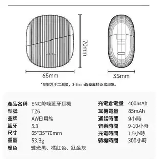 【台南/面交】AWEI TZ6 OWS ENC 開放式/抗噪 藍芽/藍牙 空氣傳導 骨傳導 不入耳 耳機