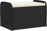 vidaXL Black Poly Rattan Storage Bench with Cushion - Comfortable Outdoor Loveseat for Garden, Backyard Seating & Pool Towel Organiser, Weather-Resistant PE Rattan, Easy Assembly