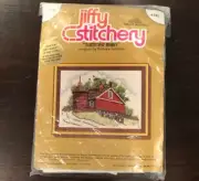 Vintage Farmhouse Crewel Kit with Yarn, Pattern and Needle