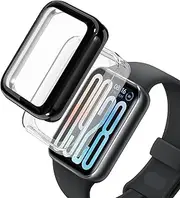 [2 Pack] Haotop TPU Screen Protector Cover Case Compatible with Xiaomi Band 9 Pro (Black+Clear)