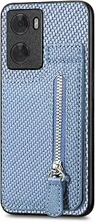 Compatible with Oppo A57 4G Case,Compatible with Oppo A57 4G Zipper Card Slots Built-in Magnet Kickstand Phone Case Blue