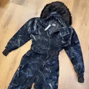 New ASOS Ski Suit One Piece Snowsuit Womens 0 Snow Bib Apres Fitted Faux Fur NWT