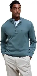 [Barbour] Men's Cotton Half Zip Sweatshirt, Vintage Teal, Large