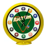 Pool Room Rack Green, Yellow Non-Lighted Gas Pump Globe Advertising Quartz Clock