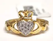 JTV 18K Sterling Silver CZ Lovemore by Lisa Mason Bella Luce Claddagh Ring 7.5