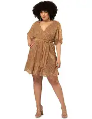 [Pink Dusk] Glow Frill Hem Mini Dress in Gold
