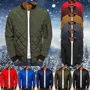 Men's Winter Coat Winter Jacket Puffer Jacket Quilted Jacket Casual Warm Winter Solid Color Classic Timeless Navy Wine Red ArmyGreen Black Red Jacket
