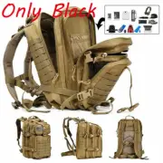 Black 45L Military Tactical Backpack Large Army 3P Assault Pack Molle Backpacks