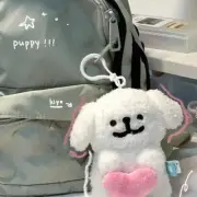 Cute Love Heart Dog Plush Doll Key Chains Ring Fluffy Soft Stuffed Toy Keycha CR