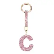 Bling Car Letter Charm, Car Rear View Mirror Charm Pink Initial Letter, C