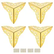 80x80x80mm Metal Box Corner Protectors Edge Guard Brass Tone 4pcs