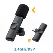 Wireless Lapel Lavalier Microphone Dual-head for iPhone Android Interview Record