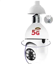 5G Light Bulb Camera,E27 Bulb Surveillance Camera Wireless WiFi Video Security Monitor Night Vision Automatic Human Tracking Camera,Home Security Webcam Two Way Voice