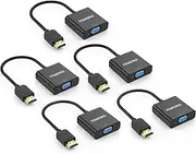 HDMI to VGA Adapter Converter 5-Pack (Male to Female) FEMORO for Computer, Desktop, Laptop, PC, Monitor, Projector, HDTV, Chromebook, Raspberry Pi, Roku, Xbox and More - Black