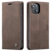 CASEME 013 Series Compatible For iPhone 13 mini Magnetic Auto-absorbed Wallet Stand Leather Phone Case Espresso