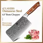 Full Tang Cleaver Knife Damascus Steel Wood Handle Slicing Butcher Bone Chopper