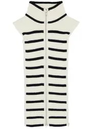 Veronica Beard Tempest Stripe-intarsia Knitted Dickey - Off White - One Size ONE SIZE