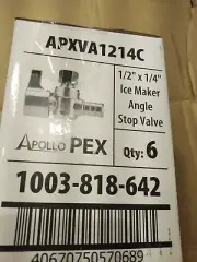6 Apollo APXVA1214C Ice Maker Angle Stop Valve Chrome-plated Brass 1/2" x 1/4"