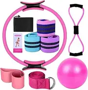 Yoga Sets for Women, Pilates Ring Set - Pilates Training Kit | Workout Accessories for Home Exercise, Multifunctional Stretch Belt, Yoga Band for g