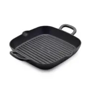 x Bobby Flay Cast Iron Pre-Seasoned 11” Square Grill Pan, Helper Handles, Pro...