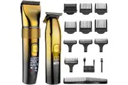 Hatteker Professional Hair Clipper and T-Blade Trimmer Kit for Men,Beard Trimmer Cordless Haircut Barber Gromming Kit IPX7 Waterproof (Gold)