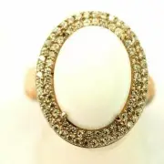 Rich Ladies White Quartz & Cubic Zirconia Sterling Silver Ring Size 6.5 New $355