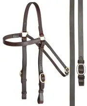 Aintree Plain Barcoo 20mm Wide Brass Fitting Bridle With Reins Cob or Full [Size: Cob]