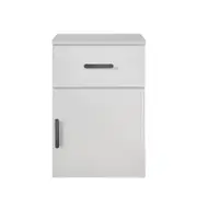 European Cabinetry Slim Oval Black Porto Bedside Table White