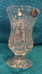 Zajecar Kristal Yugoslavia, 24% Lead Crystal Flower Bud Vase, 4.5" Tall