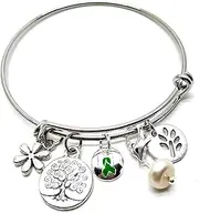 [Charmed By Dragons] Awareness Bracelet Green Ribbon Charms in Gift Box (Green Ribbon)