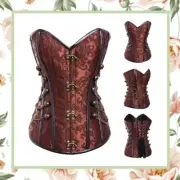 STEAMPUNK CORSET VINTAGE VICTORIAN GOTHIQUE BROWN BRONZE GOLD BURLESQUE GOTH