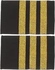 [CALLARON] Uniform Epaulets Pilot Aviators Epaulettes Shoulder Boards Badge with Gold Stripes Three Bars Captain Aviators Shirts Epaulettes for Cosplay Party