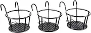 HowRU Iron Art Hanging Baskets Flower Pot Holder Over The Rail Metal Fence Planters Assemble - Pack of 3 (Black)