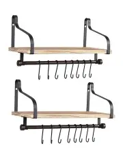 [Levede] Floating Shelf Brackets Wall Shelves Mount 2 Pieces in Natural Wooden