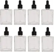 PimyRcyi Dropper 50ml Empty Essential Oil Drop Bottle, 1.7oz Square Essence Glass Bottles Lab Dropping Serum Container For Liquid, Perfumes (8pcs,Clear)