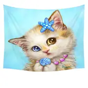Adorable Cats Drawings Seashells Girly Kitten Tapestry