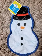 Large Snowman flattie no stuffing plush squeaky crinkle dog pet toy 13" New