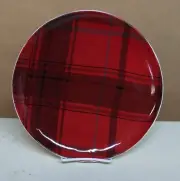 Christmas Cadence Dinner Plate Red Plaid Evergreen New