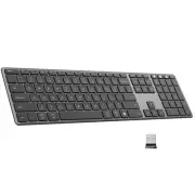 2.4G Wireless Bluetooth Keyboard Full Size, Quiet Slim Multi-Device Rechargea...