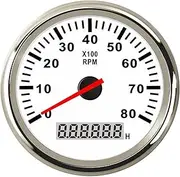 ZFGVGNMTYA 8000 RPM Tachometer Boat Car Marine Tacho Gauge with LCD Hourmeter 85mm Tachometer Diesel &Gasoline Engine RPM Gauge 9~32V Car Tachometer(8000 RPM WS)