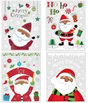 Christmas Static Cling Window Decorations, African American Black Santa