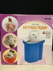 NEW! Rival Electric Ice Cream Maker Yogurt Sorbet #8804-BL 4 Quart