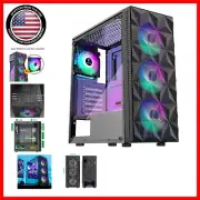 Compact Mid Tower PC Case with Diamond Mesh Front & 4 RGB Fans - 621 Model