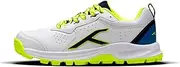 Hundred HyperDrive Cricket Shoes | TerraSpike Rubber Studs | Embedded Support Plate for Stability | Lightweight & Durable | Ideal for Turf, Ground & Hard Surfaces, White/Lime/Blue, 7 UK