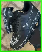 Custom Air Force 1 Black White Splatter /Air Force 1 Custom Shoes NEW IN BOX