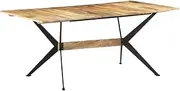 Dining Table 180x90x76 cm Solid Mango Wood,Industrial Style Wooden Dining Table with Solid Mango Wood and Durable Steel Frame Dining Table