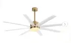 65 in. Indoor Integrated LED Matte White Ceiling Fan with Glass Light Kit and Re