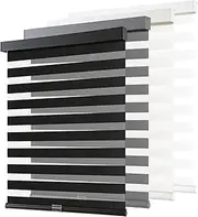 AOSKY Cordless Zebra Blinds for Windows Pull Down Roller Window Shades Dual Layer Light Filtering Privacy for Day and Night, Free-Stop Door Shades for Home Easy to Install (33" W X 72" H, Black)