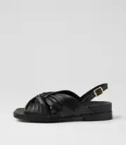 New Django & Juliette Exiro Black Leather Sandals Womens Shoes Casual