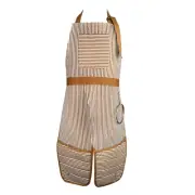 Apron Kitchen Heavy Fabric Adjustable Neck Strap Bib Extra Long Ties 2 Pocket...